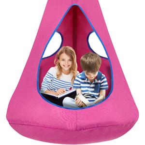 Kids Nest Swing Chair, Hanging Hammock Chair with Detachable Play Tent for Outdoor and Indoor Use (32" D x 52" H), Sensory Swing for Kids (Pink)
