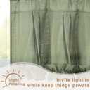 Likiyol Linen Valances for Windows Farmhouse Ruffle Swag Valance Rustic Country Window Valances Light Filtering Kitchen Curtains Rod Pocket Valance Curtains for Bathroom Cafe, Green, 60" W x 36" L