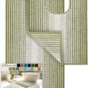Bathroom Rugs Sets 2 Piece, Toilet Rugs U-Shaped, Contour Bath Mat Rugs Set for Toilet Bathroom, Soft Absorbent Chenille Bath Carpet, Quickly Dry, Washable (Linden Green, 32" x 20" + 24" x 20")