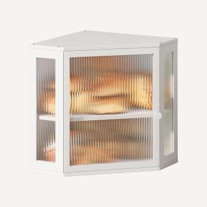 Corner Bread Box for Kitchen Countertop,Double Layer Large Capacity Bread Storage Bin, Bamboo Bread Container with Acrylic Door (White, Medium)