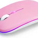 Wireless Bluetooth Mouse Rechargeable Long Lasting Dual Mode - BT 5.2 & 2.4G Silent RGB LED Mice, Slim Portable Ergonomic Mouse for Laptop/PC/Tablet/MacBook/iPad/Apple Devices(Pink)