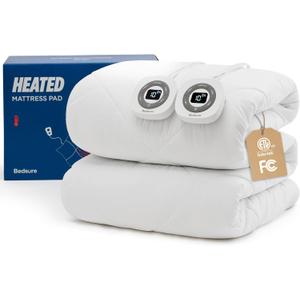 Bedsure Heated Mattress Pad Queen - Bed Warmer with Memory & Preheat Functions, 12-Hour Auto Off & 10 Heat Settings, Dual Controllers, Fast Heating, Brushed Electric Mattress Pad Queen, 60"x80"