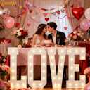 Pooqla 2.4FT Love Marquee Letters for Valentines Day Gifts for Him Her, Large Love Light Up Letters for Romantic Wedding Decor, Valentines Day Decorations for Party Decor Backdrop