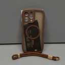 3 in 1 Magnetic for iPhone 16 Pro Max Case, 1X Screen Protector+1X Wrist Strap, Cute Wavy [Full Camera Protection][Fit for MagSafe], Trendy Matte Women Girls Case for iPhone 16 Pro Max 6.9", Brown