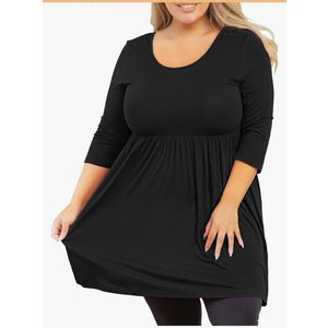 AusLook Plus Size Tunic for Women 3/4 Sleeve Crewneck Tops Flowy Blouse Babydoll Maternity Shirts M-5X