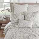 Levtex Home - Becker Taupe Quilt Set - King Quilt and Two King Shams - Ikat - Taupe, Grey and Cream - Quilt (106x92in.) and Shams (20x36in.) - Reversible - Cotton, Quilt - King/Cal King