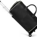 Pro Rolling Garment Bag - Detachable Handle & Extended Base, Waterproof PVC Leather with Shoe/Cosmetic Pockets, Silent Wheels for Air Travel/Weddings (48.5" Hanging SystemBlack