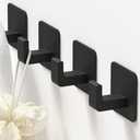 GWAAZXGZ Square Self Adhesive Towel Hooks - 3  Pack Matte Black Metal Hooks, Right-Angle Design for Towels, Robes & Hats, Organize Bathroom, Kitchen, Entryway, Doors, Cabinets on Smooth Surfaces