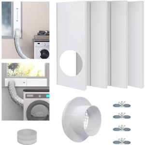 Dryer Vent Window Kit for 4" Diameter Dryer Vent Hose,Adjustable Window Vent Kit for Sliding and Hung Windows, Includes Insulating Foam Seal Tape.