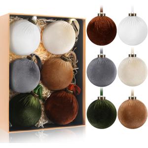 HyDren 6 Pcs Velvet Christmas Ball Ornaments 4 Inches Large Flocked Christmas Tree Hanging Ornaments Shatterproof Xmas Bulbs for Home Xmas Tree Party Decor(Multicolor)