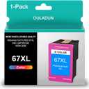 67XL Tri-Color Ink Cartridge Remanufactured for HP Ink 67 XXL 67 Ink Fit for Envy 6055e 6055 Envy Pro 6455e 6455 DeskJet 4155 2755 Printer (1 Tri-Color)