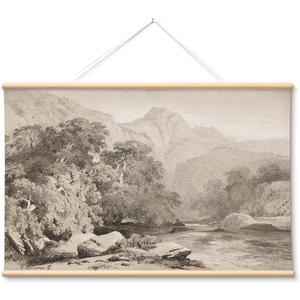 VIYYIEA Extra Large Canvas Wall Art, 36x54 Inch Neutral Vintage Landscape Wall Decor, Minimalist Mountain Scenery for Living Room, Bedroom, Above Sofa