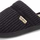 Dearfoams womens Serena Memory Foam Chenille Scuff House Shoe Slipper (7-8, Black)