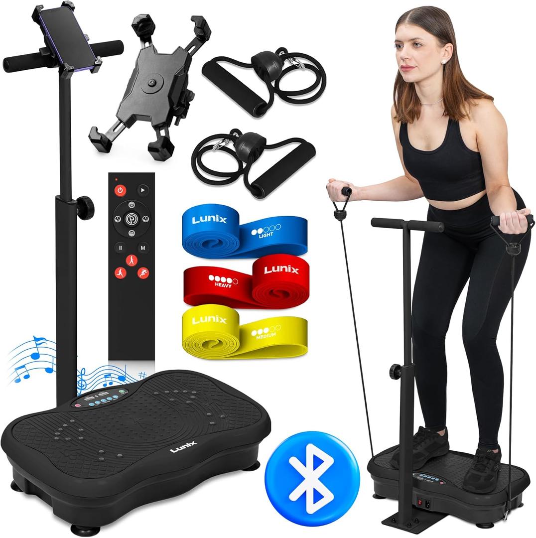 Lunix LX18 Vibration Plate Exercise Machine with Handles & Magnetic Acupoints, Power Platform for Lymphatic Drainage, Full Body Workout Home Fitness Equipment with Phone Holder