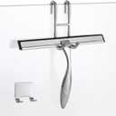 Simtive 10-Inch Shower Squeegee Set, Includes Shower Door Hook and Adhesive Hook, Squeegee for Shower Doors, Mirror and Window, Silver