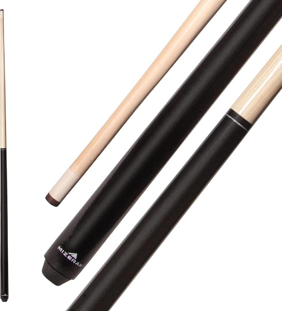 Mizerak 40" Shorty Pool Cue – One-Piece Hardwood Billiard Cue Stick with 12mm Leather Tip for Tight Spaces and Precison Shots 3 packs