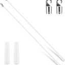 Bokon 2 Pieces White Fiberglass Blind Wand Vertical Blinds Stick Replacement with Hook and Handle for Window Opener Accessory(24 Inch)