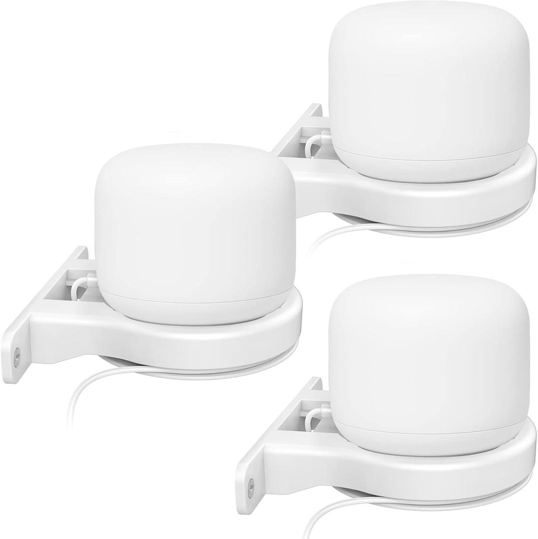 Delidigi 3 Pack ABS Wall Mount Compatible with Nest WiFi Router- AC2200 Bracket Holder Shelf for Nest WiFi Point [Built-in Cable Management](3 Pack, White)