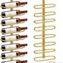 Wine Rack Wall Mounted for 8 Wine Bottles, Metal Wall Hanging Wine Holder Storage, Wine Organizer Shelf for Kitchen Dining Room Bar (Golden)