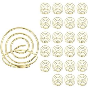 HARFINGTON  Table Number Holders, 1.18 Inch 30mm Tall Mini Circle Shape Steel Photo Holders, Gold Tone