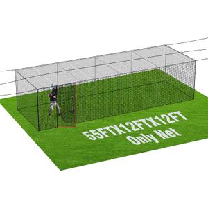 RIIFRILY Baseball Batting Cage Nets, 55'L Baseball and Softball Cage Netting, Enclosed HDPE #42 /#45 Netting Batting Cages for Backyard and Indoor (NET ONLY)