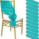 59 PCS Satin Chair Sashes Turquoise Shiny Chair Ribbon Ties Back Bows Designed Sashes Universal Chair Cover for Wedding Reception Gathering Birthday Party Banquet Restaurant Chair Decor (7x78inch)