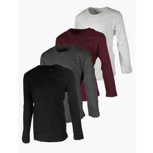 BROOKLYN VERTICAL Boys 4 Pack Long Sleeve Soft Cotton Tagless Crew Neck Tee Shirts| Sizes 14-16