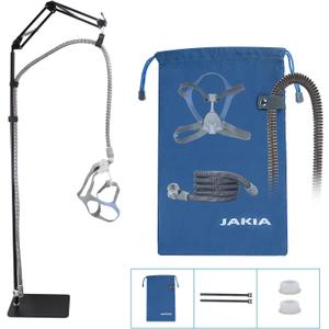 CPAP Hose Tube Holder Lifter Clamp Clip Hook Support Bedside Storage Kit_Metal Structure Strong_5.6 ft Max High_Angle Height Adjustable_Prevent Hose Loose Tangle Air Leakage (Black Color)