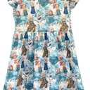 AQHOFSV Baby Girls Flutter Sleeve Princess Cartoon Printed Dress Toddlers Spring Summer Mermaid Printed Dress 1-8Y, 3X-Large, Blue1