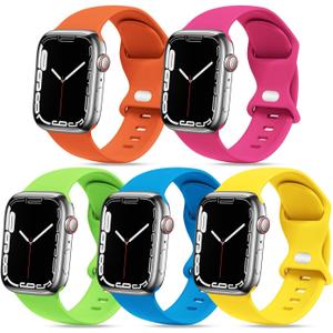 3 x [5 PACK] STG Sport Watch Band Compatible with Apple Watch Band 38mm 40mm 41mm 42mm 44mm 45mm 49mm Soft Silicone Replacement Sport Strap Compatible for iWatch Ultra SE Series 9/8/7/6/5/4/3/2/1