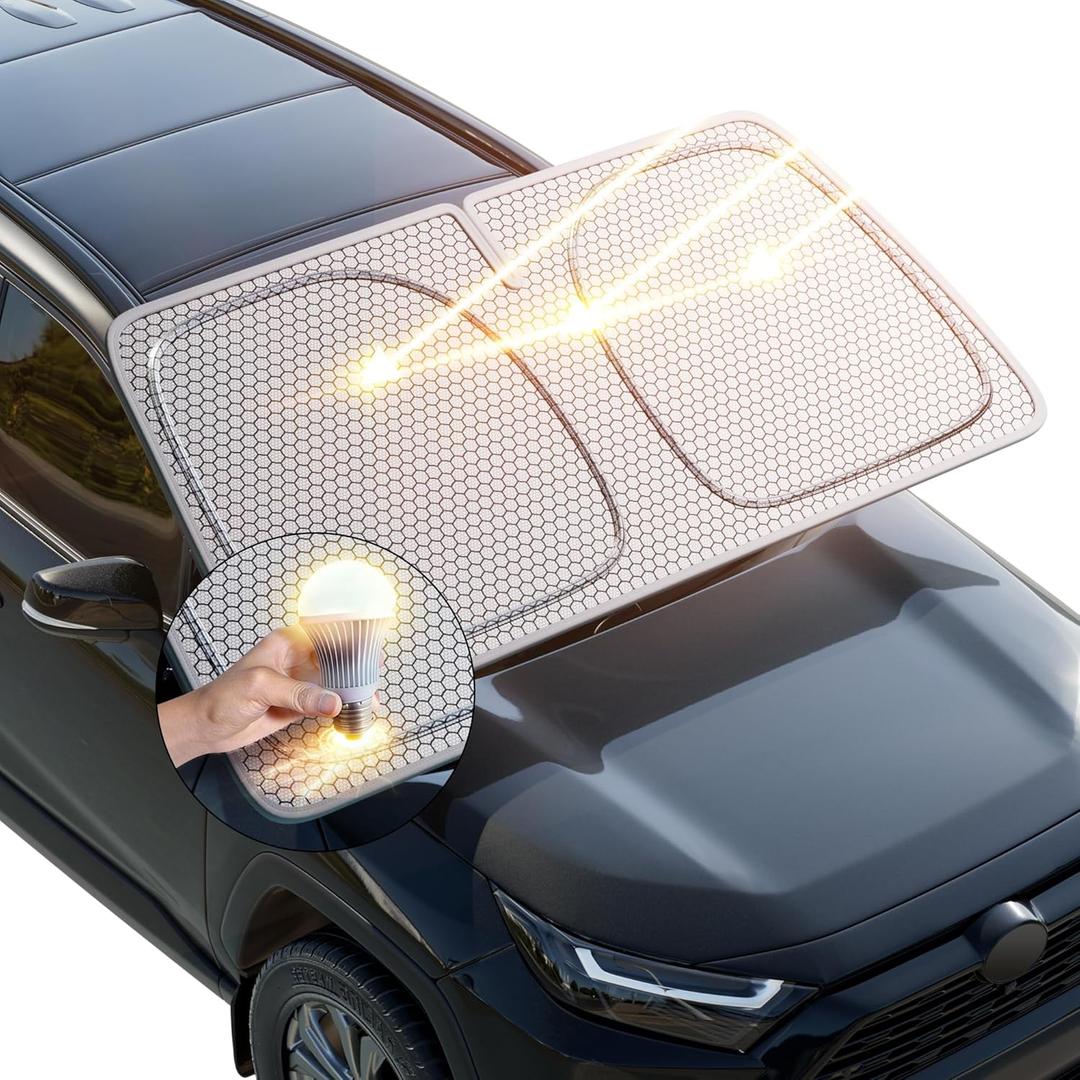 helloleiboo Graphene Car Windshield Sun Shade Car Sun Shade for Windshield with Heat Absorption Coating Foldable Design with UV Protection to Keep Your Car Interior Cooler Silver (X-Large-61 34 in)