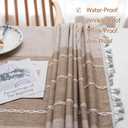 JIALE Tablecloths for Rectangle Tables, Cotton Linen Table Cloth Waterproof Tablecloth Wrinkle Free Farmhouse Dining Tables Cover, Soft Fabric Table Cloths with Tassels, Brown, 55" X 70", 4-6 Seats