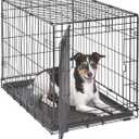 MidWest Homes for Pets 30-Inch iCrate Folding Dog Crate with Divider Panel, Leak-Proof Tray & Secure Latches  Metal Wire Kennel for Medium Breeds  Portable, Durable & Easy to Assemble (Black)