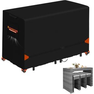 Kovshuiwe Outdoor Bar Height Dining Set Cover, Heavy Duty 600D Oxford Fabric Waterproof Patio Bar Height Table and Chair Cover for Rectangular 76" L Tall High Furniture Set - 76" L x 34" W x 42" H