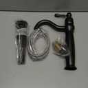 GGStudy 360 Swivel Single Handle One Hole Oil Rubbed Bronze Bathroom Vessel Sink Faucet Matching Pop Up Drain Without Overflow