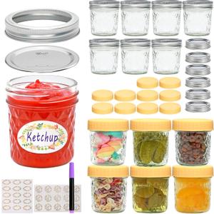 6 oz Glass Jars with Lids, 16 Pack Small Mason Jars 6 oz, Regular Mouth Small Glass Jar with Lids, Clear Canning Jar for Jelly, Jam, Honey, Wedding & Shower Favors
