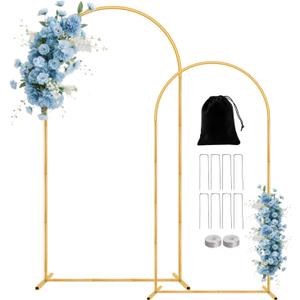 Metal Arch Backdrop Stand, 7.2FT+6FT Wedding Arch Stand, Set of 2 Backdrop Arch Stand, Metal Arch Stand for Valentines Day,Wedding Ceremony Birthday Party Baby Shower Graduation Ceremony Decoration (Gold)