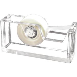 Kantek Clear Acrylic Office Tape Dispenser, Fits Standard 3/4" Refill Rolls, Office Organizer, Desk Accessory, 1.8" x 5.6" x 2.9", Non-Skid Feet for Single Handed Dispensing