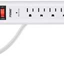 6 Outlet Surge Protector Power Strip with Low-Profile Plug with 8ft Cord, 1000 Joules, White