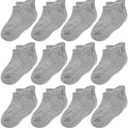 CozyWay Baby & Toddler Socks Ankle Comfy Cotton Socks For Girls and Boys No Show Infant - 12 Pack (3-5T, Gray)