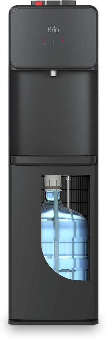 Brio 130 Series Bottom Load Water Cooler Dispenser for 5 Gallon Bottles, Hot, Room & Cold, Great for Home or Office, Child Safety Lock, Empty Bottle Alert, Energy Star 3.0, Black