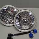 for Chevy C10 K10 K20 1975-1980 Pair 7" Round Hi/Lo Beam,7" Inch Diamond Crystal Clear Semi Sealed Beam Glass Lens Housing Headlights+H4 LED Bulbs,6000K Cool White