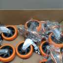 2 Inch Casters, ASHGOOB Caster Wheels with Side Brake, Locking Casters Set of 8, Industrial/Furniture Swivel Plate Caster Wheels for Workbench and Carts, Orange Polyurethane (PU) Castors (8 Pack)