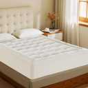 MATBEBY Twin Size Mattress Pad - Cooling Breathable Mattress Topper, Quilted Fitted Mattress Protector, Pillow Top Mattress Cover with 8-21" Deep Pocket, Soft, Machine Washable, White, 39x75 Inches