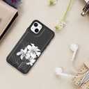 LETO for iPhone 13 Mini Case,Flip Folio Leather Wallet Cover with Fashion Flower Designs for Girls Women,Built-in Card Slots Kickstand Protective Shell White Florals