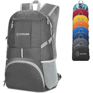 ZOMAKE Lightweight Packable Backpack 35L, Light Foldable Backpacks Water Resistant Collapsible Hiking Bag, Compact Folding Day Pack for Travel Camping(Dimgray)