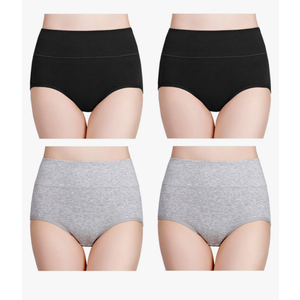 wirarpa Women's Cotton Underwear High Waisted Ladies Panties Full Coverage Briefs 4 Pack (Regular & Plus Size) Size XL