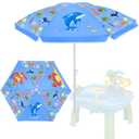Sweetude Water Table Umbrella (Table Not Included), Kids Seaside Beach Umbrella Picnic Canopy for Summer Toddlers Sand Beach Camping Garden Outdoor Pool Shade Party Supply(Marine Animal Theme)