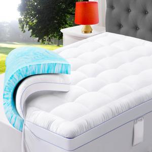ABENE California King Size Dual Layer 3 Inch Memory Foam Mattress Topper, 2 Inch Memory Foam Bed Pad and 1 Inch Down Alternative Pillowtop Mattress Pad Cover, Plush Soft Bed Topper for Back Pain (White)
