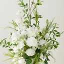 Ling's moment 41.0" Tall Free-Standing Wedding Aisle Artificial Flowers for Ceremony Decor, 2PCS White Walkway Floral Chair Markers, Faux Rose Altar Arch Arrangement Spring Decorations Outdoor